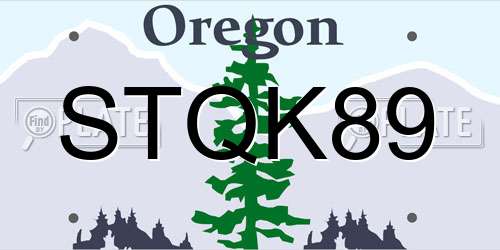 STQK89 Oregon License Plate