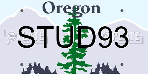 STUD93 Oregon License Plate