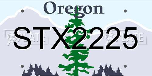 STX2225 Oregon License Plate