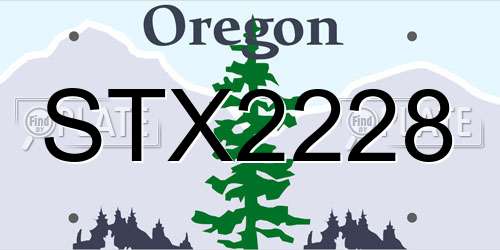 STX2228 Oregon License Plate