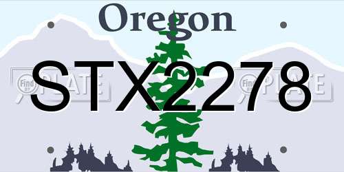 STX2278 Oregon License Plate