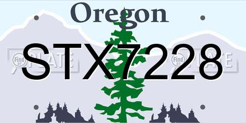 STX7228 Oregon License Plate