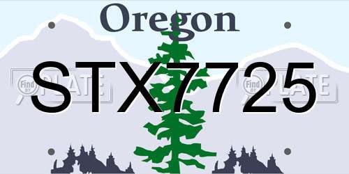 STX7725 Oregon License Plate
