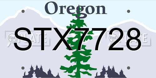 STX7728 Oregon License Plate