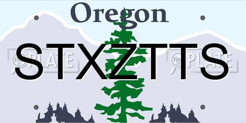 STXZTTS Oregon License Plate