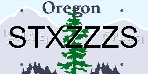 STXZZZS Oregon License Plate