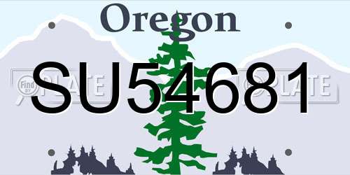 SU54681 Oregon License Plate