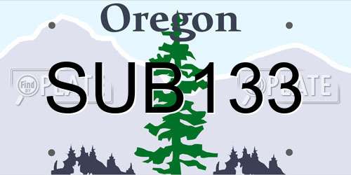 SUB133 Oregon License Plate