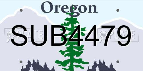SUB4479 Oregon License Plate