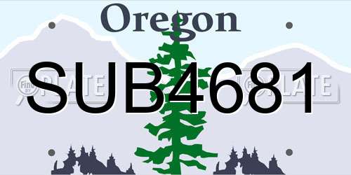 SUB4681 Oregon License Plate