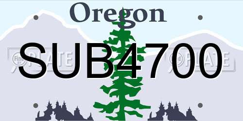 SUB4700 Oregon License Plate