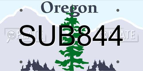 SUB844 Oregon License Plate