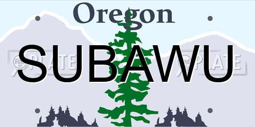 SUBAWU Oregon License Plate