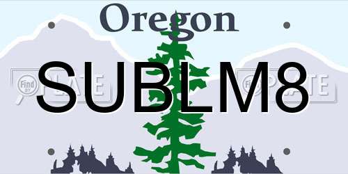 SUBLM8 Oregon License Plate