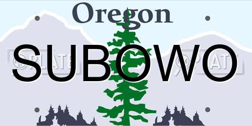 SUBOWO Oregon License Plate