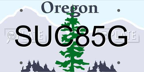 SUC85G Oregon License Plate