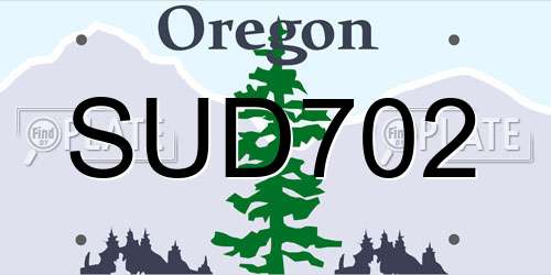 SUD702 Oregon License Plate