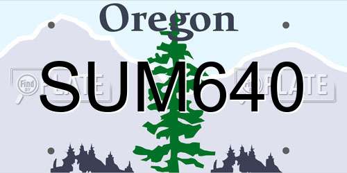 SUM640 Oregon License Plate