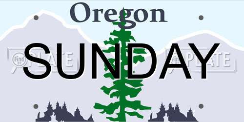 SUNDAY Oregon License Plate