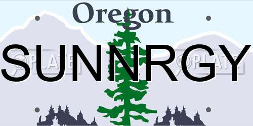 SUNNRGY Oregon License Plate