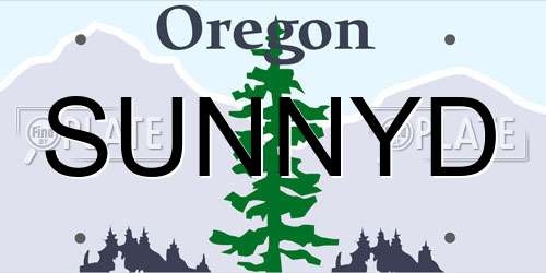 SUNNYD Oregon License Plate