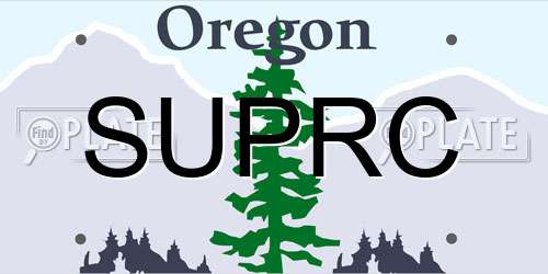 SUPRC Oregon License Plate