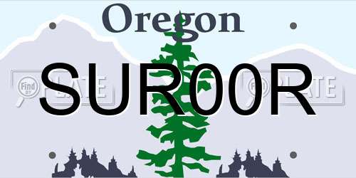 SUR00R Oregon License Plate