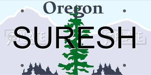 SURESH Oregon License Plate