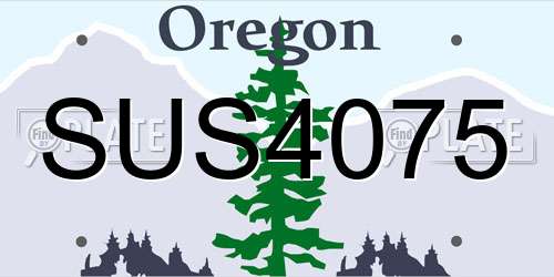 SUS4075 Oregon License Plate