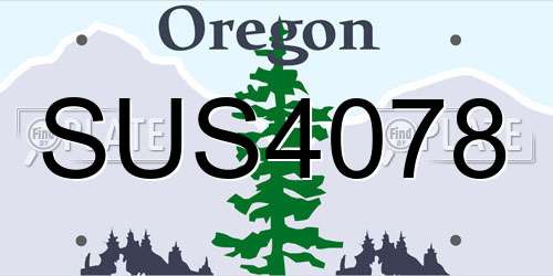 SUS4078 Oregon License Plate
