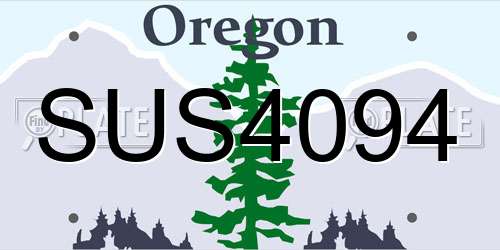 SUS4094 Oregon License Plate