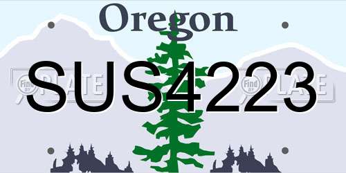 SUS4223 Oregon License Plate