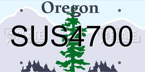 SUS4700 Oregon License Plate