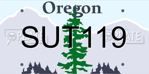 SUT119 Oregon License Plate