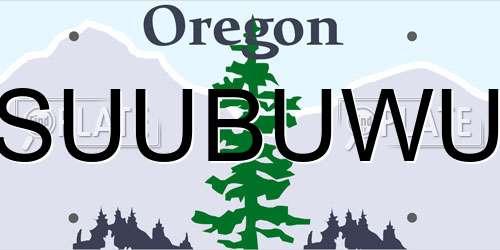 SUUBUWU Oregon License Plate
