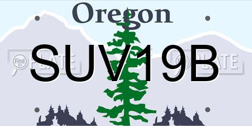 SUV19B Oregon License Plate