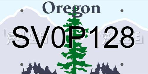 SV0P128 Oregon License Plate