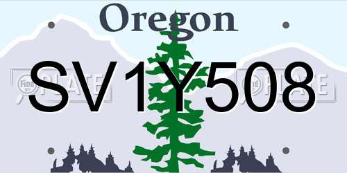 SV1Y508 Oregon License Plate