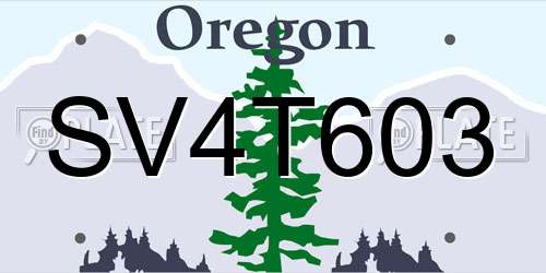 SV4T603 Oregon License Plate