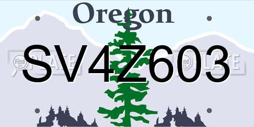 SV4Z603 Oregon License Plate