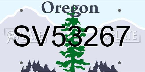 SV53267 Oregon License Plate