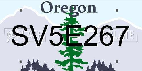 SV5E267 Oregon License Plate