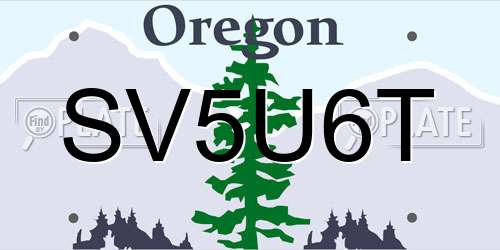 SV5U6T Oregon License Plate