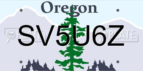 SV5U6Z Oregon License Plate