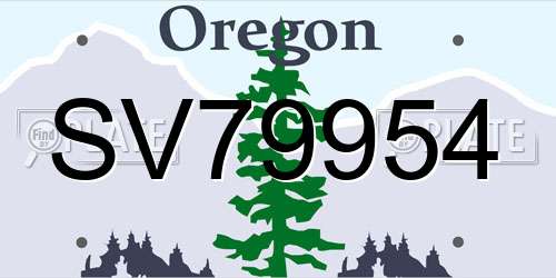 SV79954 Oregon License Plate
