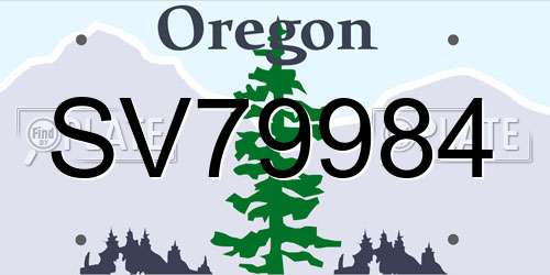 SV79984 Oregon License Plate