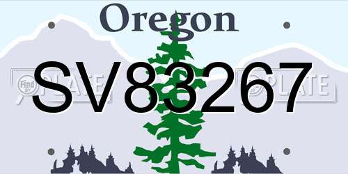 SV83267 Oregon License Plate