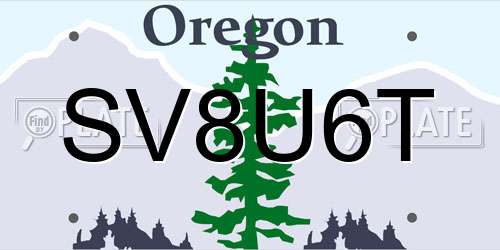SV8U6T Oregon License Plate
