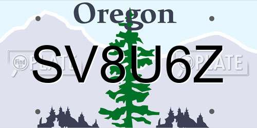 SV8U6Z Oregon License Plate