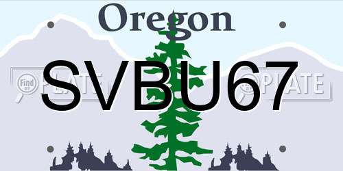 SVBU67 Oregon License Plate
